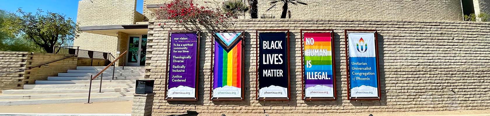 UUCP entrance with colorful posters